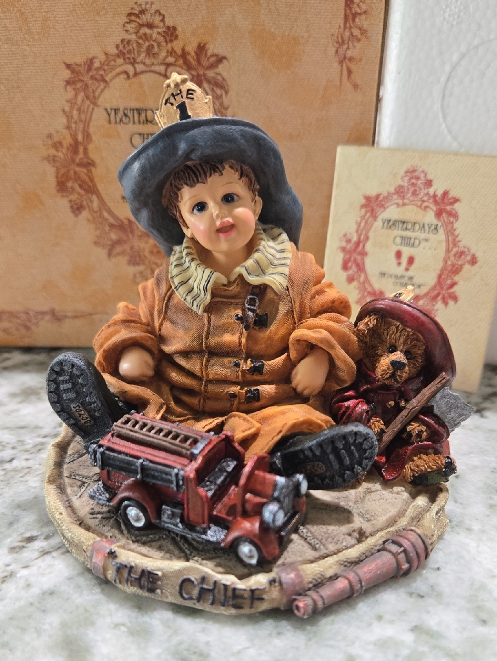 "Boyds Bears Dollstone Austin and Allen The Fire Chief" figurine